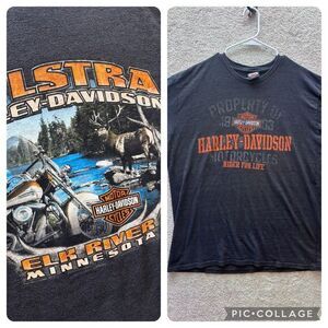 Harley Davidson Shirt Mens Large/XL Black‎ Elk River Minnesota Rider for Life HD